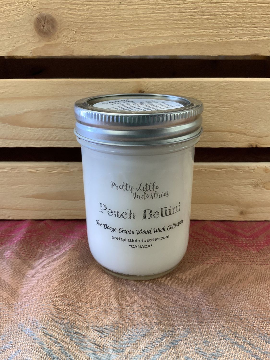 PRETTY PEACH BELLINI WOOD WICK CANDLE