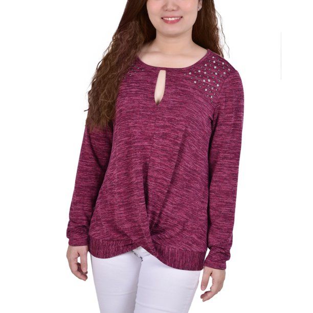 LADIES BURGANDY CROSSOVER KNOT TOP, Size: S