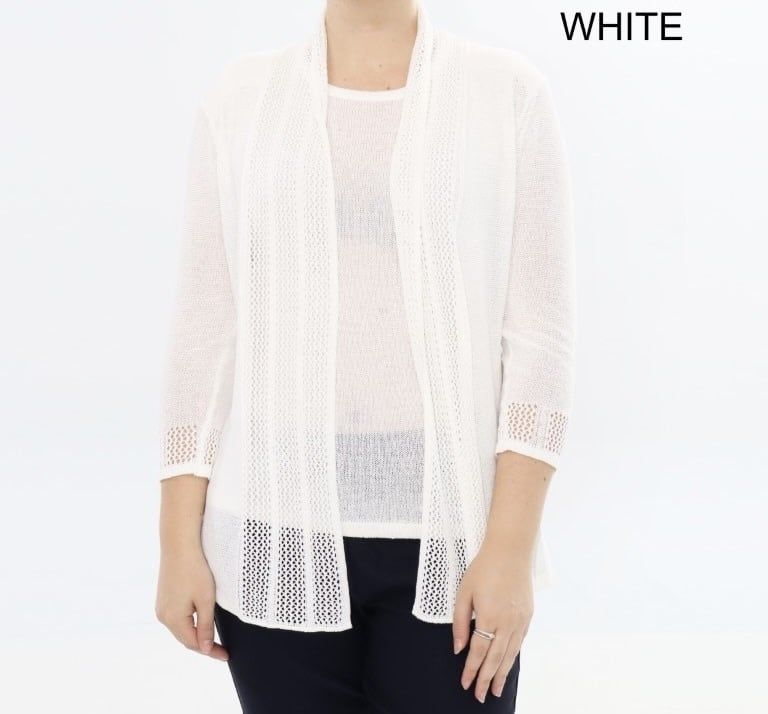 MOFFI CARDIGAN WITH CRISS CROSS BACK PURE WHITE