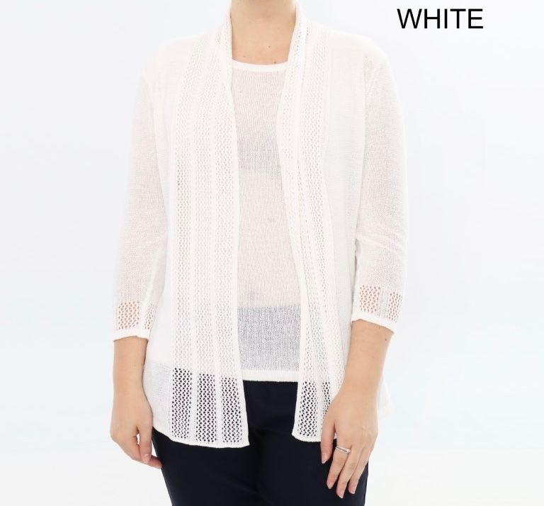 MOFFI CARDIGAN WITH CRISS CROSS BACK PURE WHITE, Size: sm