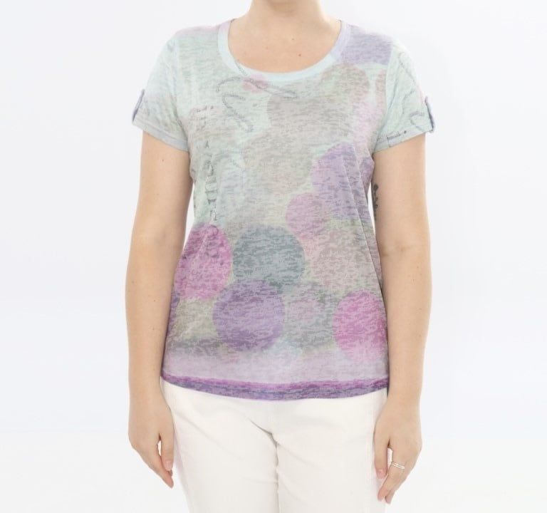 LADIES PRINTED TAB SLEEVE TOP