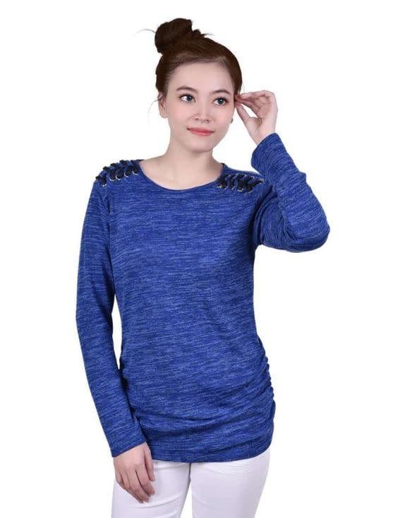 LADIES ROYAL BLUE WITH LACED SHOULDERS TOP
