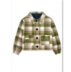 GIRL&#39;S PLAID FLANNEL SHACKET W/ELASTIC WAIST 