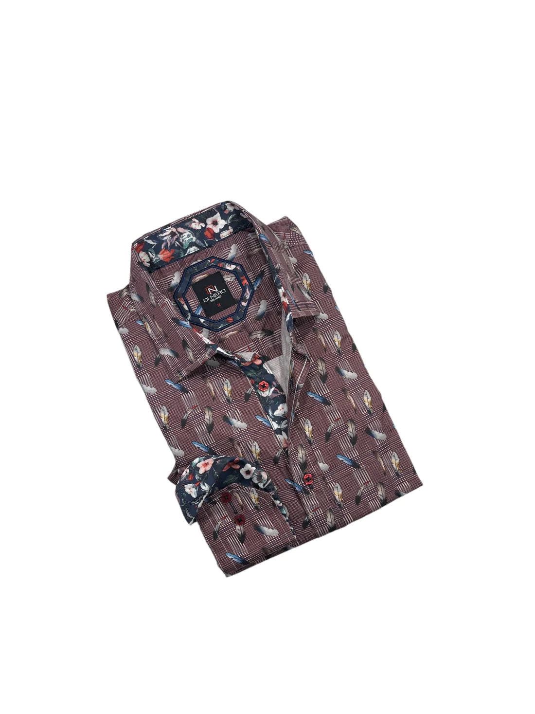 MEN&#39;S L/S PIUMA BUTTON DRESS SHIRT, Color: Wine, Size: XS