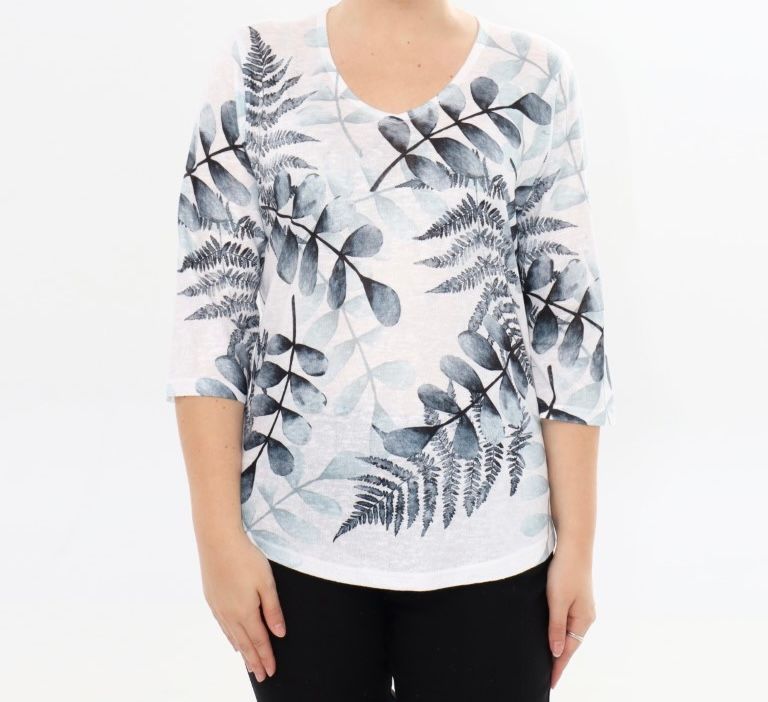 LADIES PRINTED 3/4 SLEEVE TOP, Size: Sm