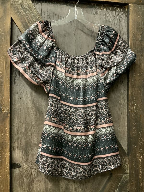 LADIES MONTEREY BAY PEASANT BLOUSE BLACK
