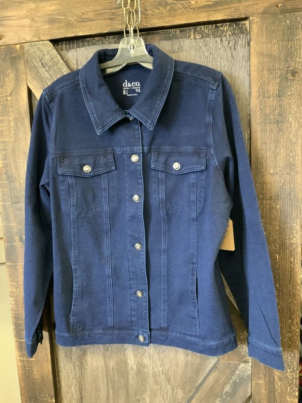 LADIES STRETCH DENIM LOOK KNIT JACKET