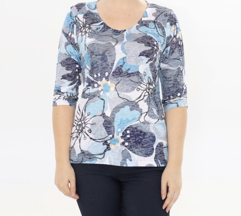 LADIES BURNOUT TOP 3/4 SLEEVE TOP
