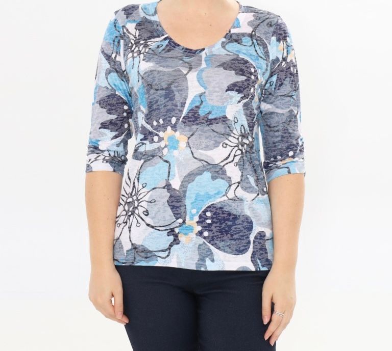 LADIES BURNOUT TOP 3/4 SLEEVE TOP, Size: Med