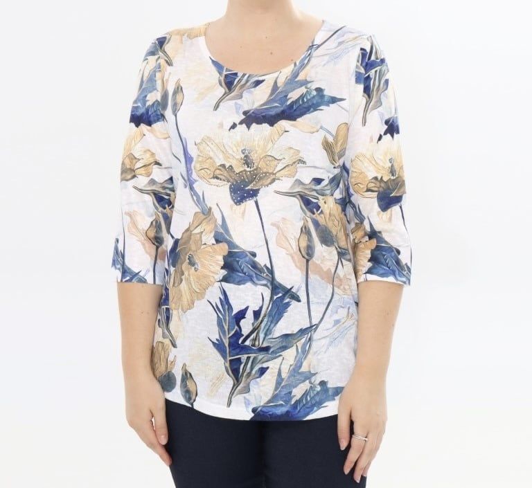 LADIES PRINTED 3/4 SLEEVE TOP