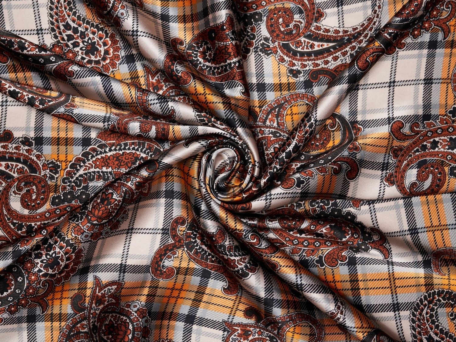 BLACK &amp; RUST PAISLEY PRINT WILD RAG 18X18