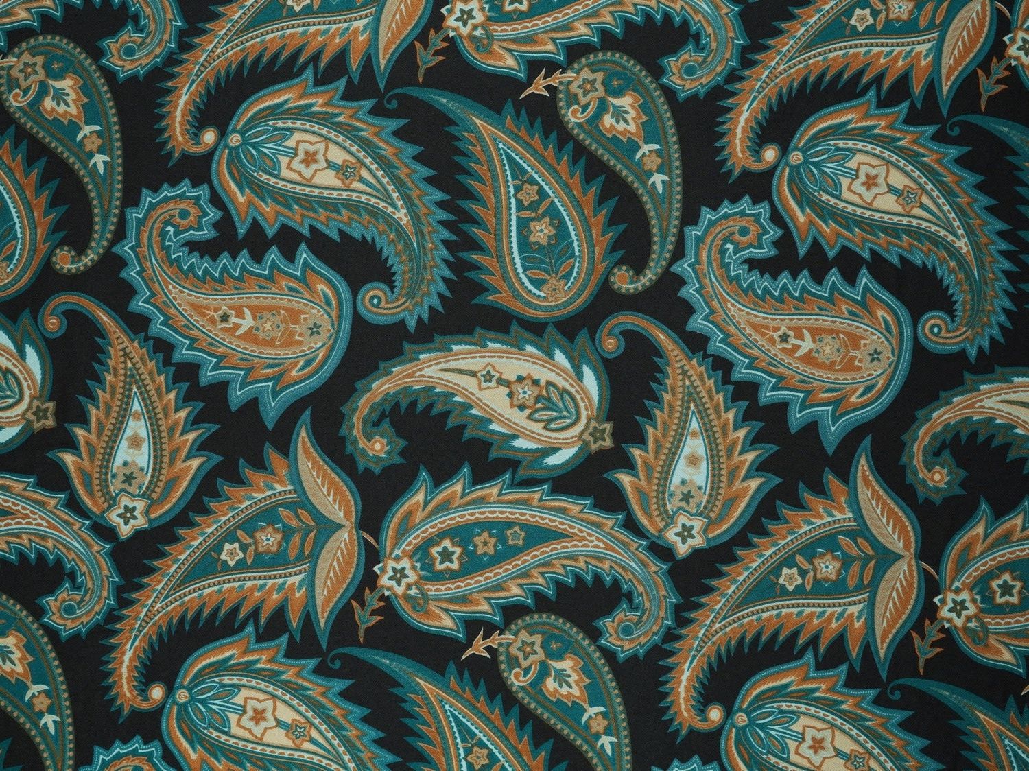 BLACK/TEAL PAISLEY PRINT WILD RAG 36X36