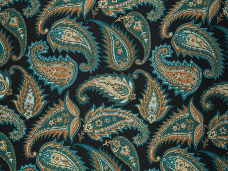 BLACK/TEAL PAISLEY PRINT WILD RAG 36X36