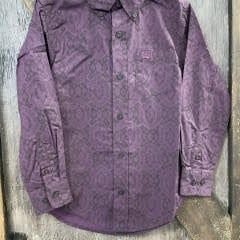 BOYS CINCH L/S PURPLE WESTERN PRINT Xl