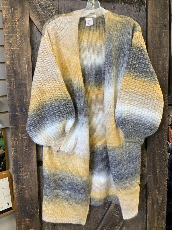 LADIES OMBRÉ BELL SLEEVE CARDIGAN KHAKI 63049  Sm/Med