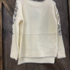 GIRLS L/S SILVER SEQUINS TOP Med