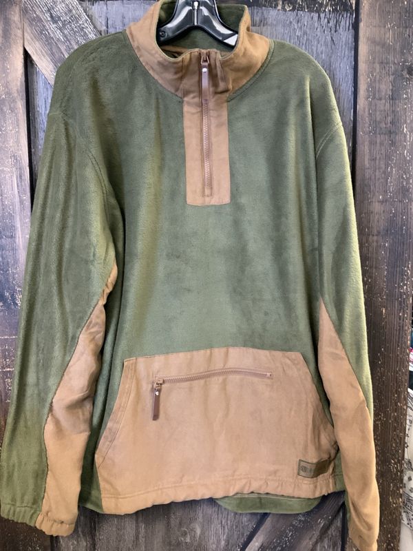 MEN’S POLAR FLEECE PULLOVER  GREEN/TAN XL