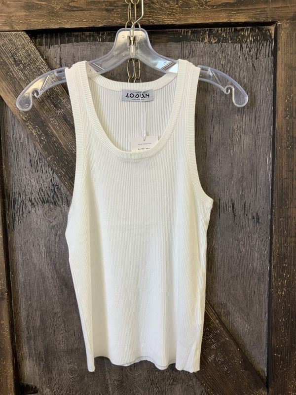 LADIES THICK RIB TANK TOP CREAM Sm