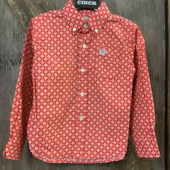 BOYS L/S PRINT WESTERN RED 3T