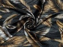 BLACK AND GOLD FEATHER WILD RAG 42x42
