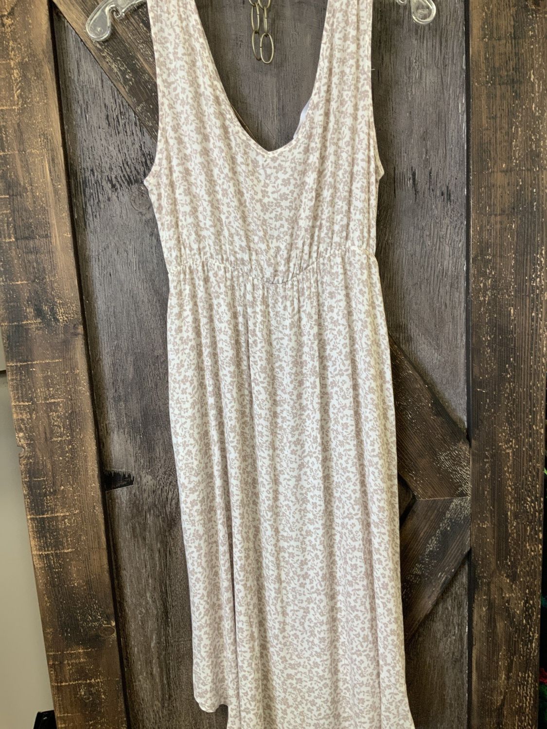FLORAL DRESS POCKETS CREAM/TAUPE Med