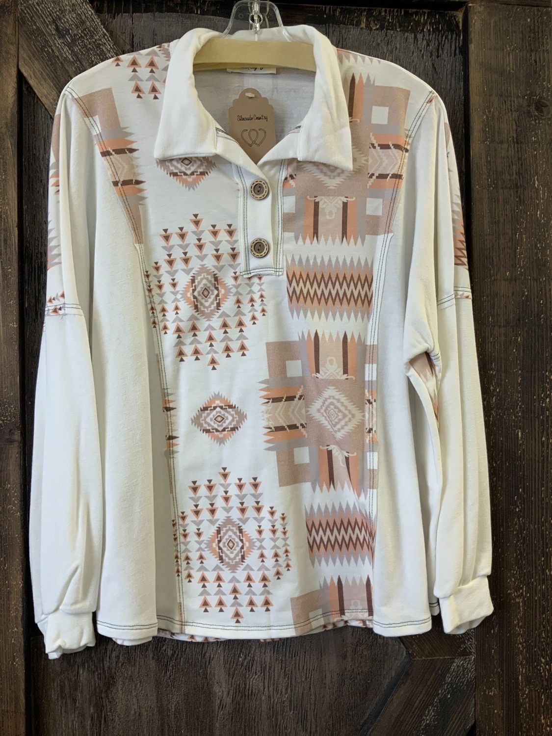 WOMEN’S L/S AZTEC PRINT TOP Lrg