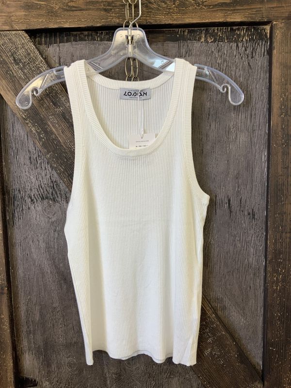 LADIES THICK RIB TANK TOP CREAM Med
