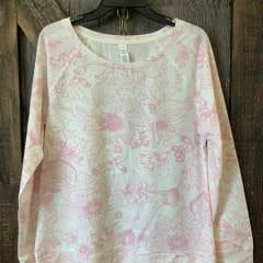 LADIES VINE PRINT FLEECE T0P DARLING PINK Xl