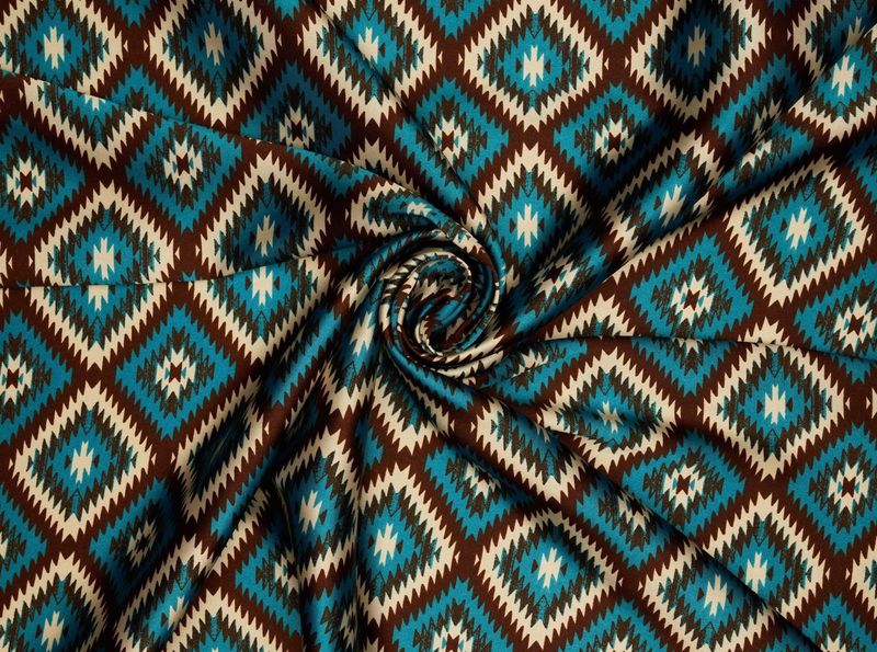 TEAL/CREAM/BROWN AZTEC WILD RAG 42x42