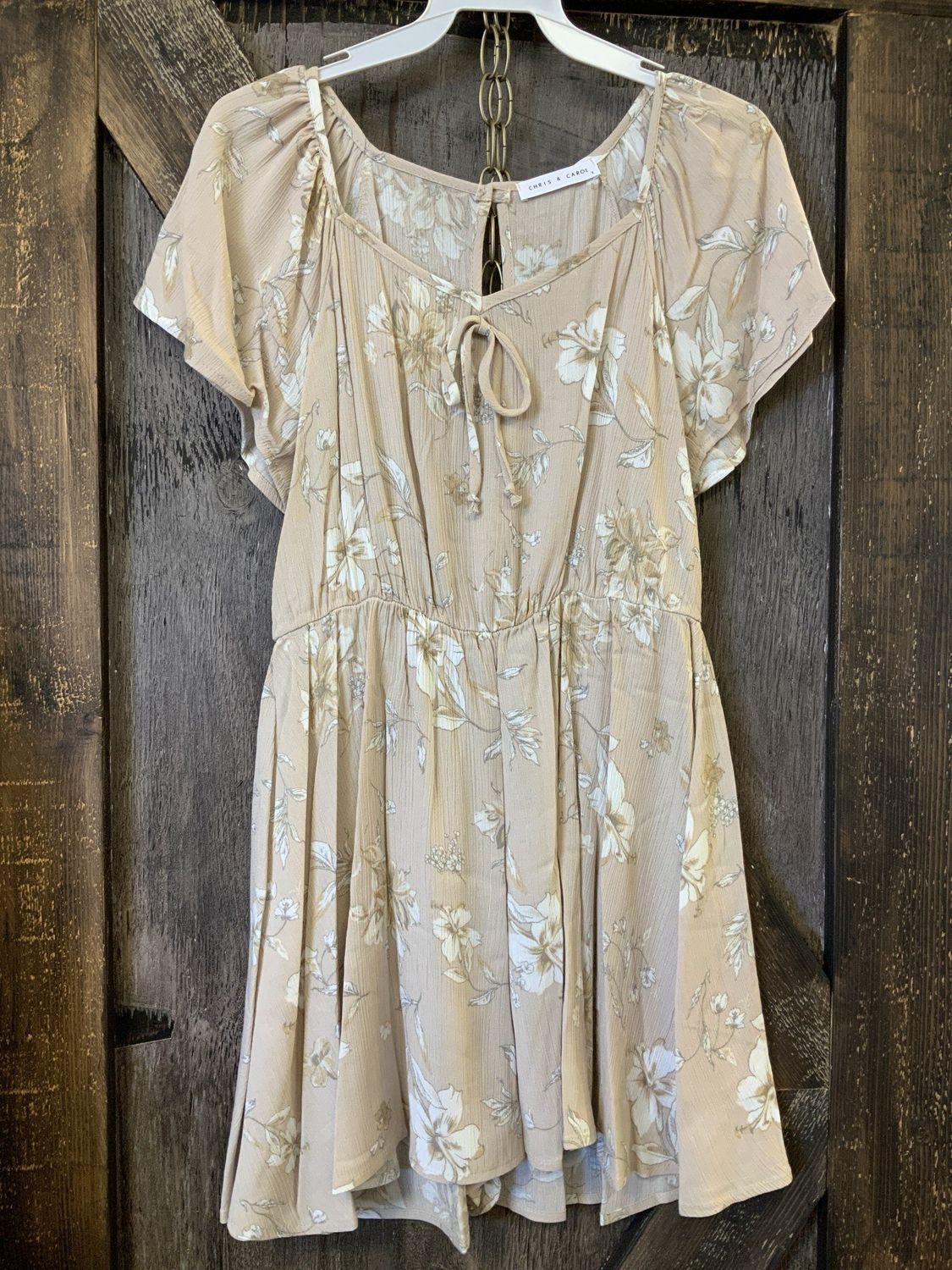 CHRIS &amp; CAROL FLORAL JUMP SUITE TAUPE Xl