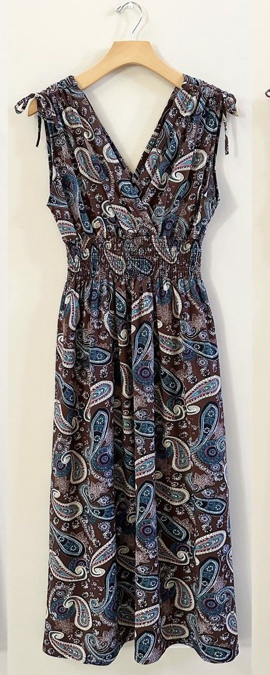 COSMO LADIES BROWN PAISLEY DRESS Med