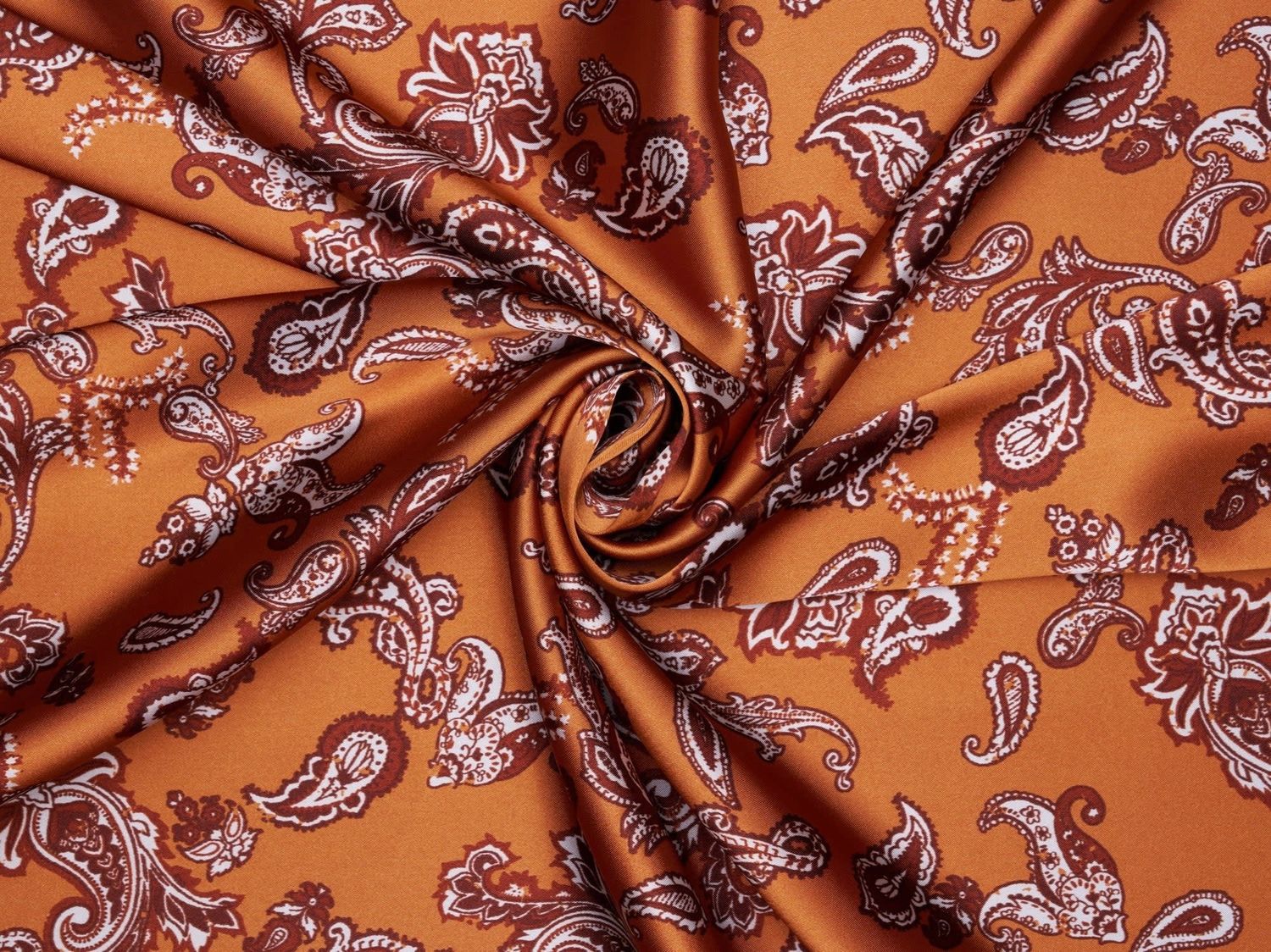 BURNT ORANGE PAISLEY PRINT WILD RAG 42X42