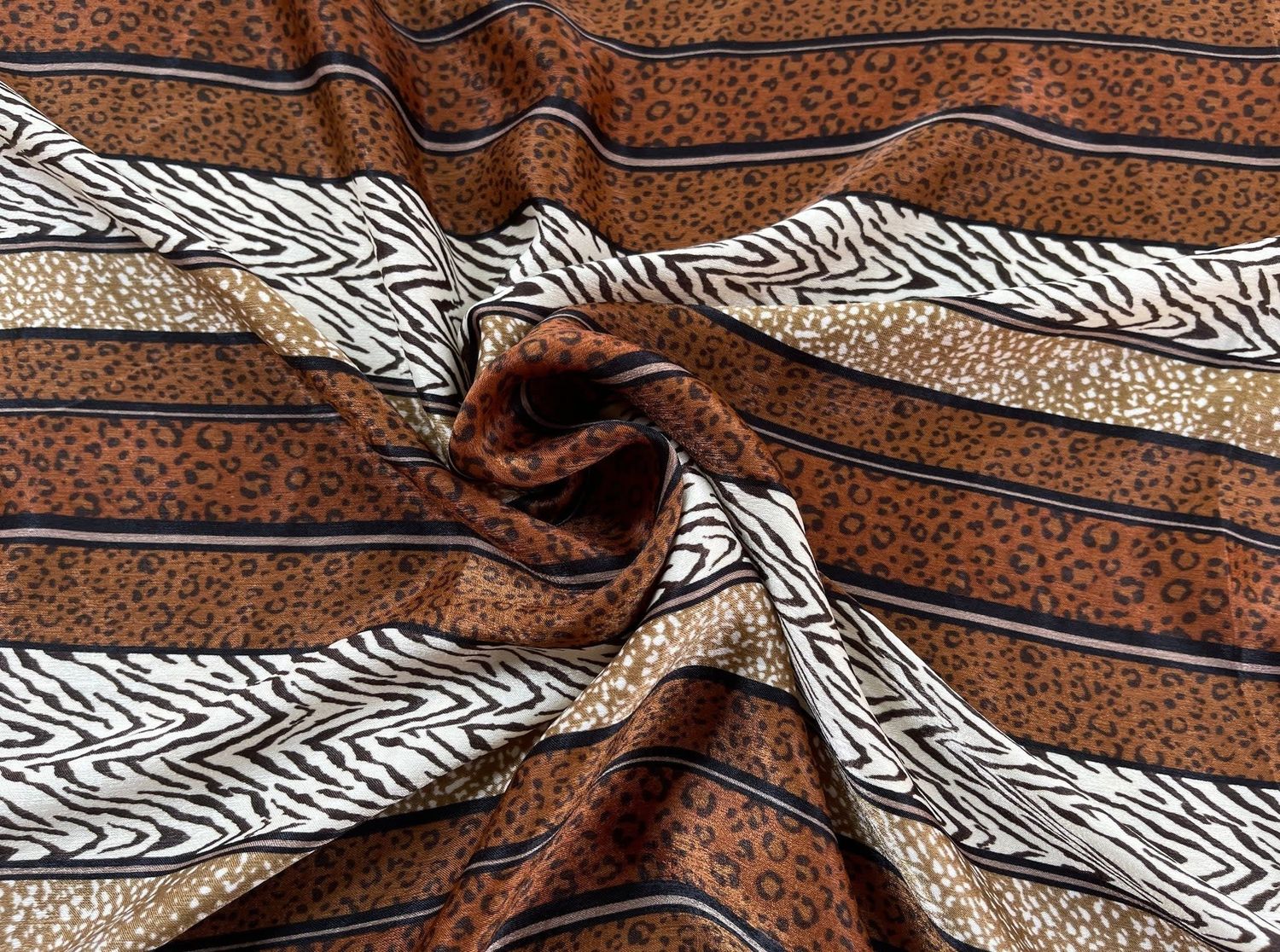 BROWN STRIPES ANIMAL PRINT WILD RAG 36X36