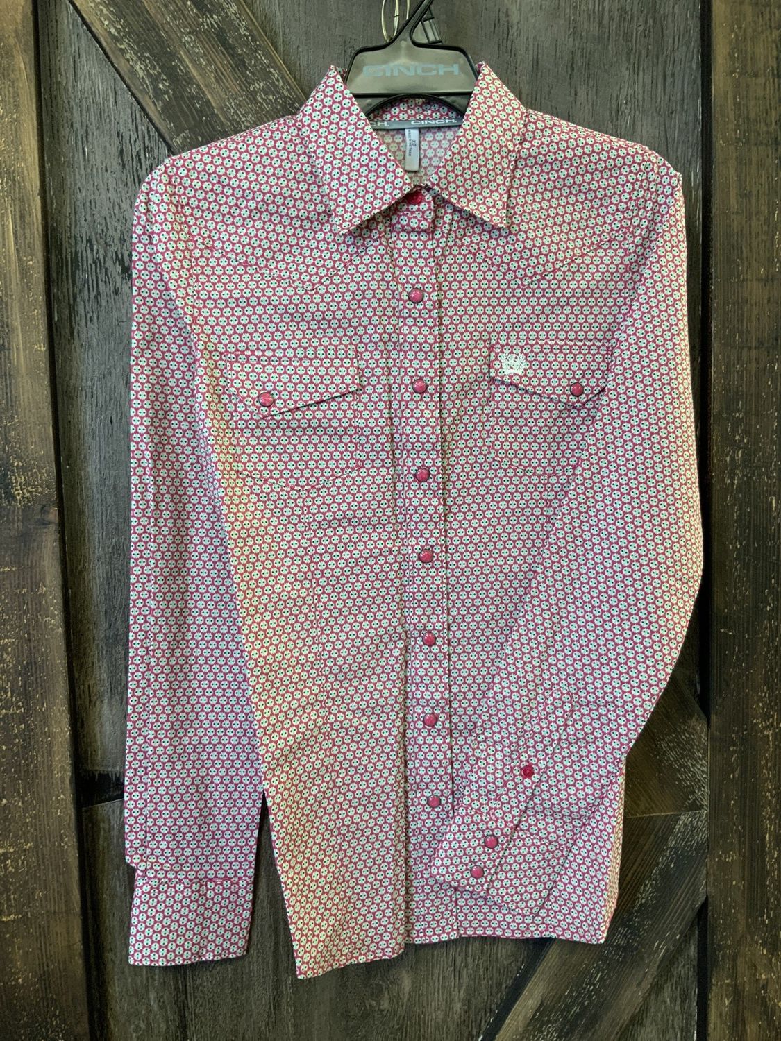 LADIES CINCH L/S PINK DESIGN Xxl