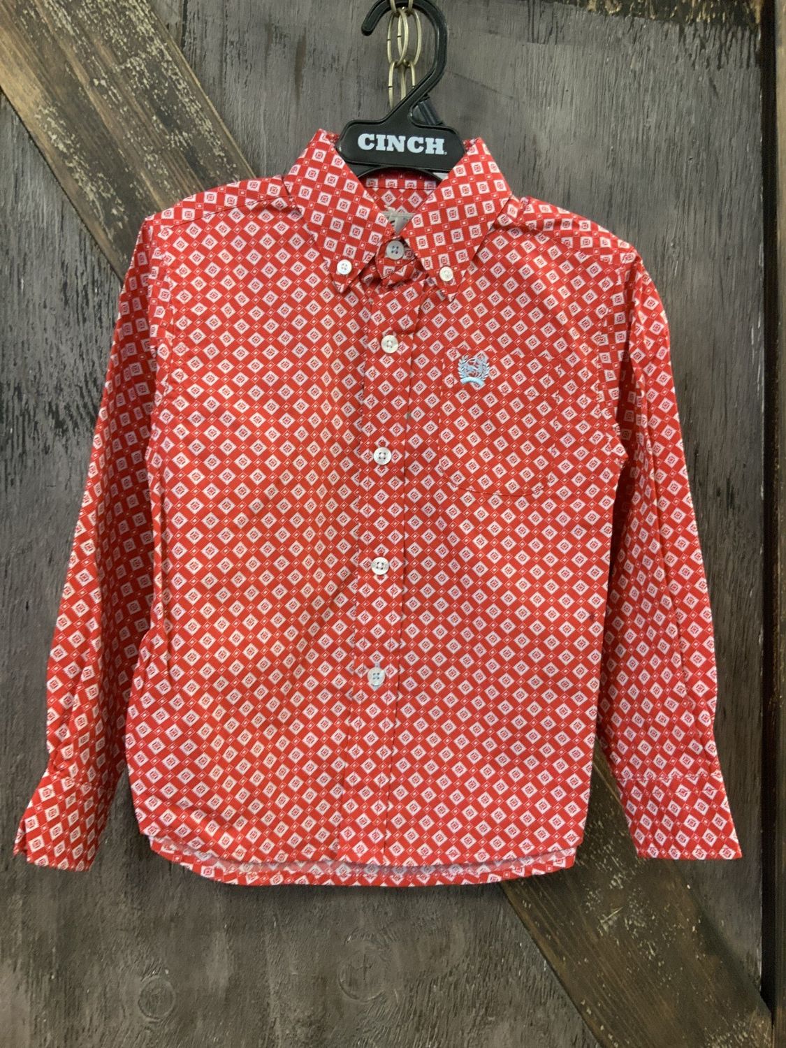 BOYS L/S PRINT WESTERN RED 2T