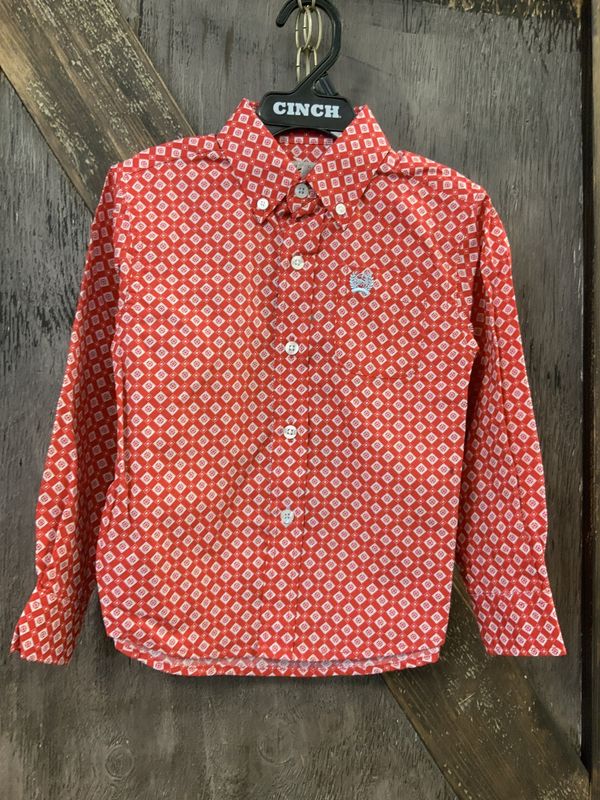 BOYS L/S PRINT WESTERN RED 2T