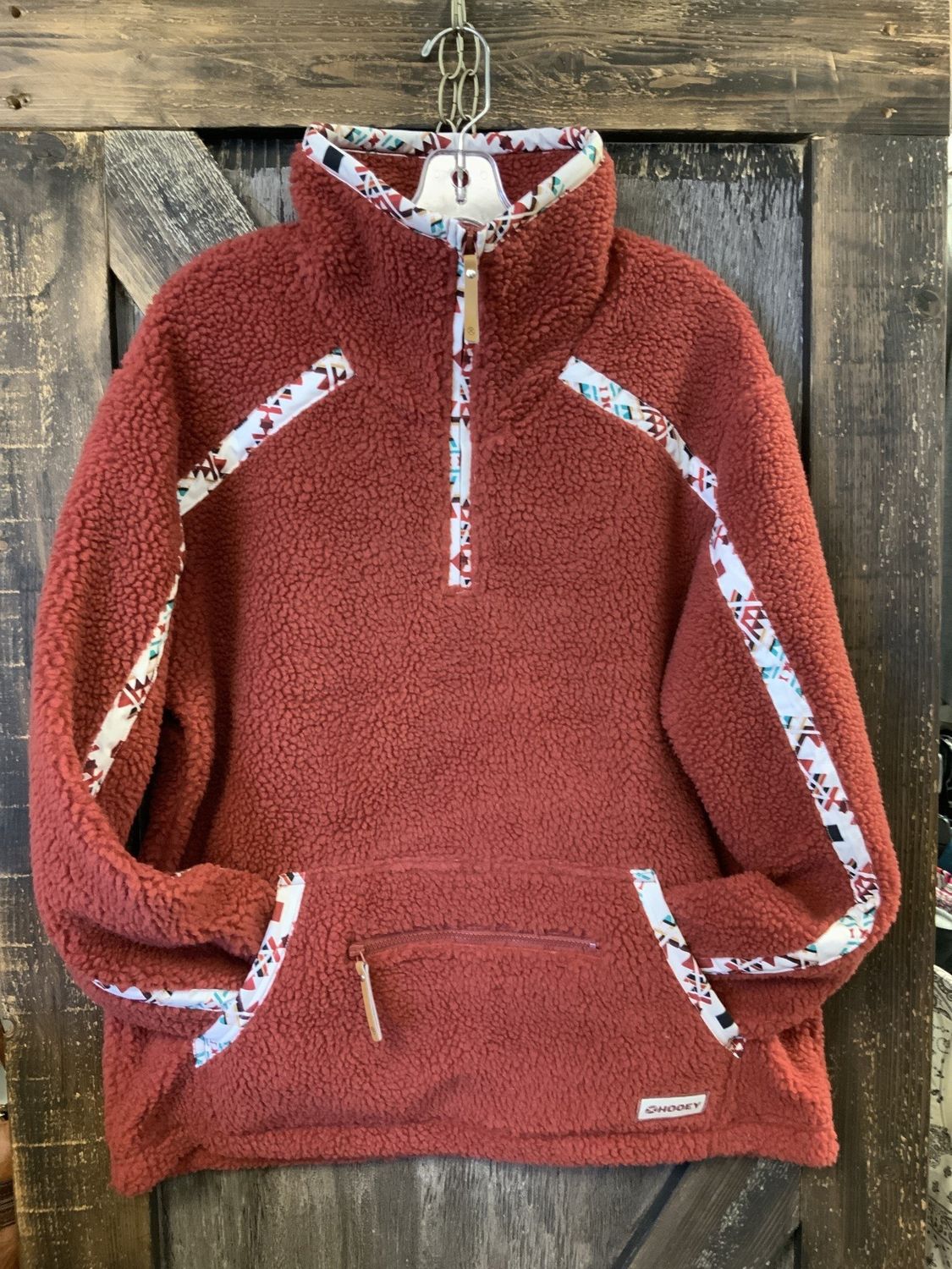 HOOEY LADIES SHERPA PULLOVER RUST L