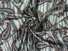 GREY STRIPES &amp; PAISLEY PRINT WILD RAG 18X18