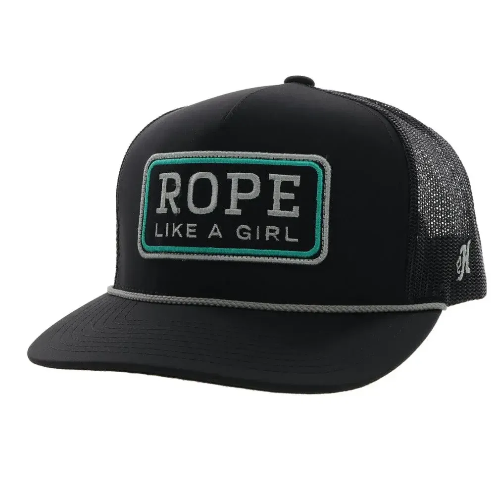 HOOEY ROPE LIKE A GIRL BLACK PANEL RECTANGLE PATCH 2249T-BK