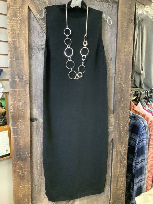 LADIES SOLID SLEEVELESS SWEATER DRESS BLACK 65005 S/M