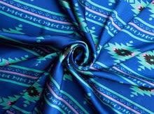 ROYAL BLUE/ TEAL/PINK AZTEC WILD RAG 36x36