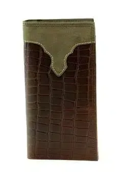 AMERICAN BISON REDFIN RODEO WALLET  CROC/CUTOUT BROWN