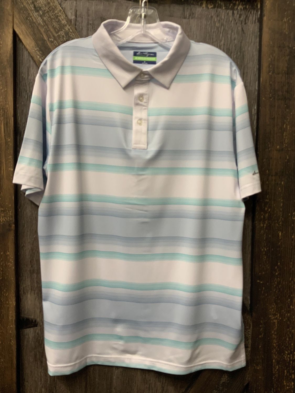MEN’S 3 BUTTON PERFORMANCE SHIRT Blue/Green Med