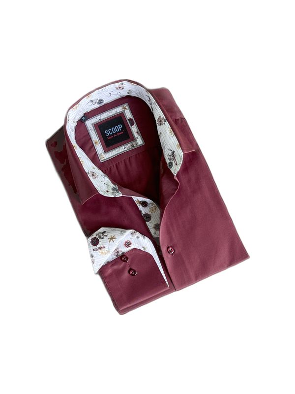 MEN’S L/S NOVEL BUTTON BURGUNDY Xl