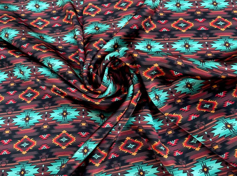TURQUOISE &amp; BROWN AZTEC TRIBAL PRINT WILD RAG