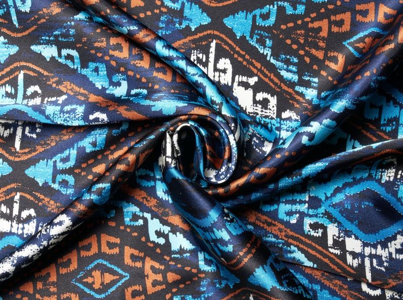 BLUE, BROWN &amp; TURQUOISE TRIBAL PRINT WILD RAG