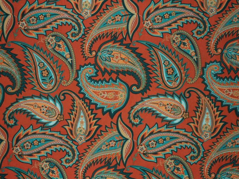 ORANGE PRICKLY PAISLEY PRINT WILD RAG