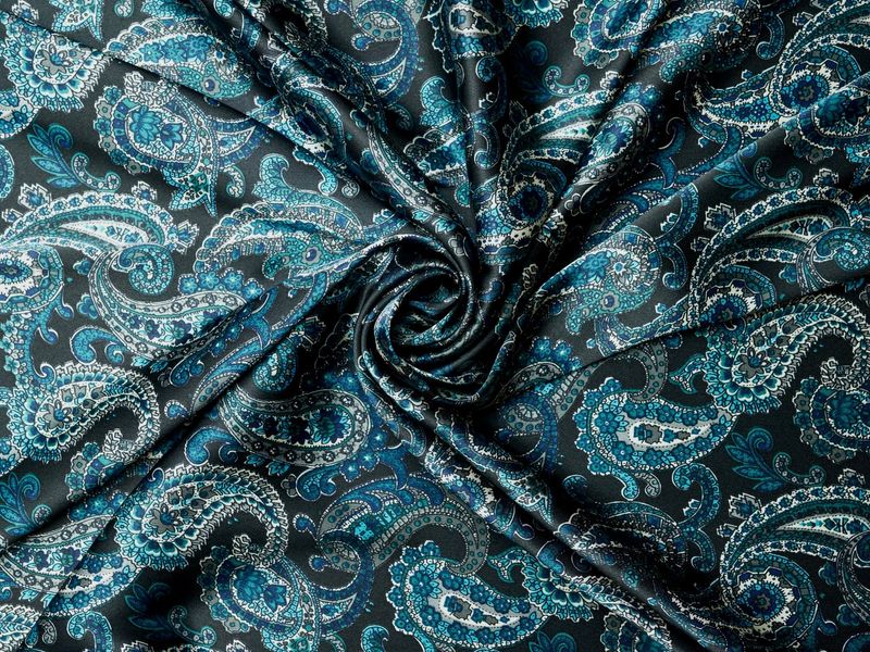 PAISLEY BLACK, TEAL, TURQUOISE &amp; GREY WILD RAG