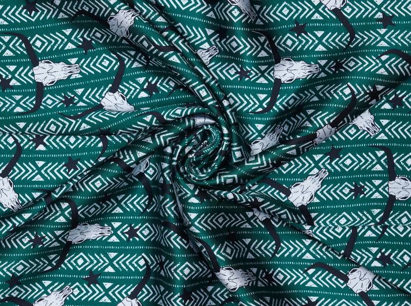 LONGHORN TRIBAL PRINT GREEN WILD RAG