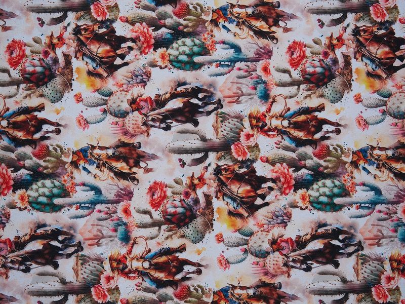 COWGIRLS CACTUS SUNSETS WESTERN PRINT WILD RAG